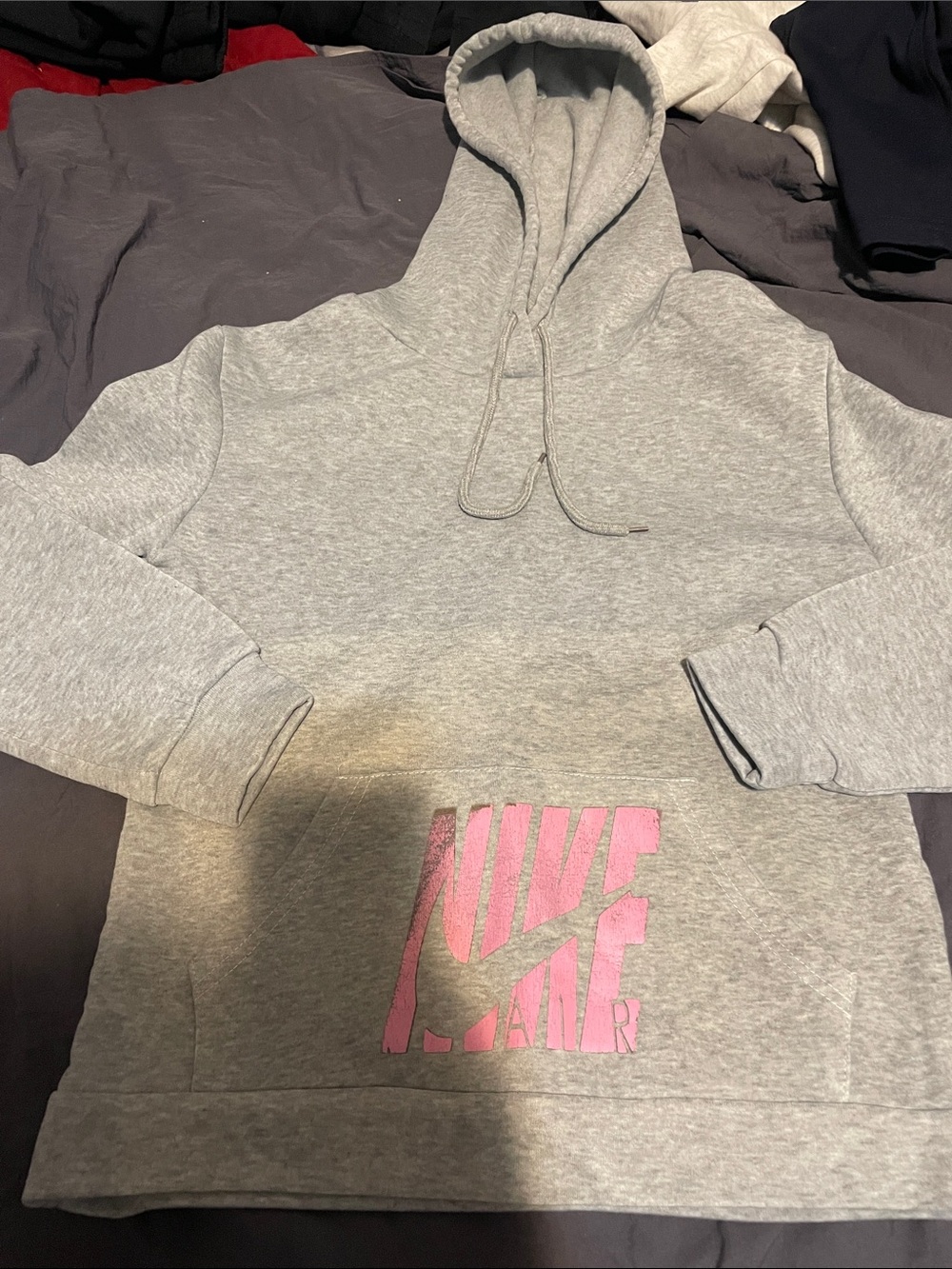Nike Grey Hoodie with Pink Nike Air Logo
